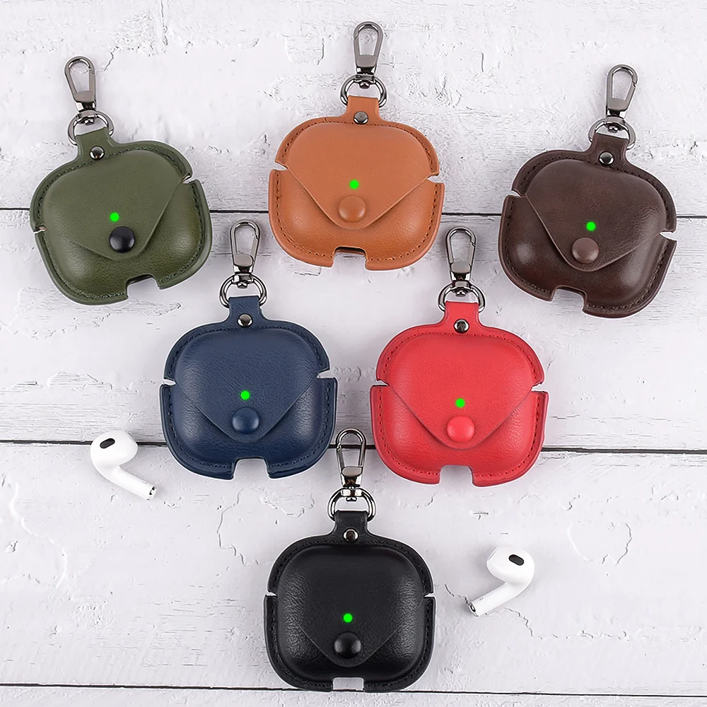 

Soft Smooth Protective Earphone Cover Case For AirPods 2 3 Pro 1 Case Leather Sleeve with Keychain Hook Cases For Air Pods 3 2