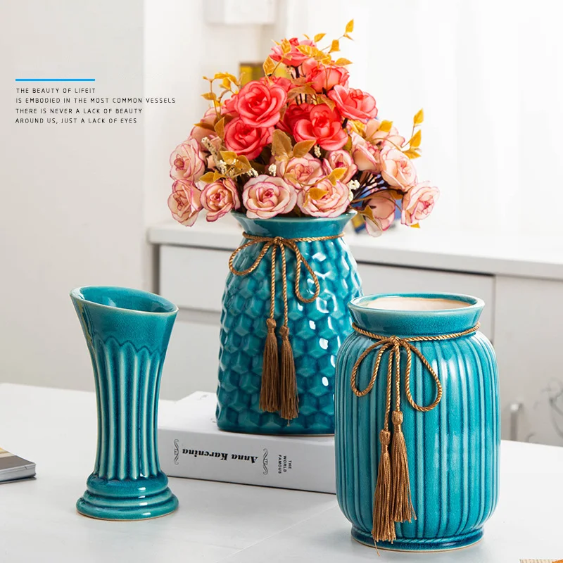 Винтажная глазурованная керамика с трещинами ваза для цветов художественные