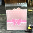 100 шт. самоклеющиеся ОПП пластиковый пакет прозрачный дизайн с бантом; Обувь для изготовления браслета ассорти, высокое качество, прекрасный подарок сумки, сделай сам, ювелирное изделие Упаковка 7X7 см