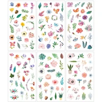 6 sheets kawaii flower plant sticker adhesive craft stick label notebook computer phone decor supplies stationery
