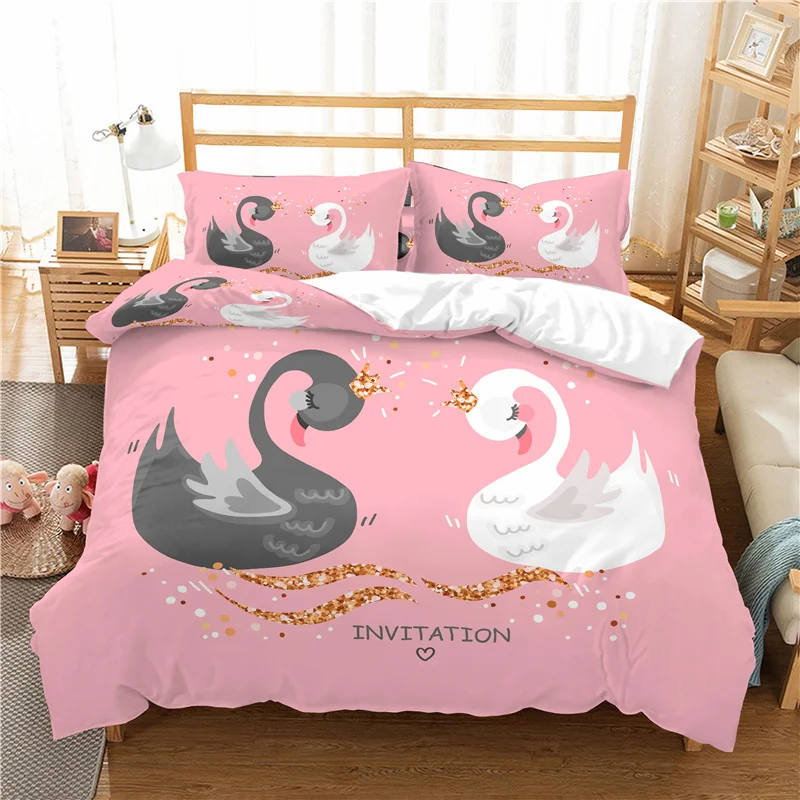 

Домашний текстиль Роскошные 3D с изображением лебедя 2/3 шт. удобные постельного белья с пододеяльником и наволочками с узором из комплекты ...
