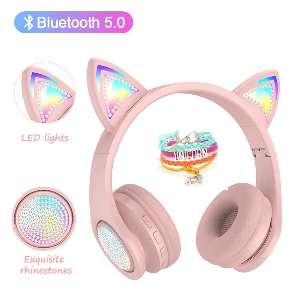 Bluetooth-наушники кошачьи уши со светодиодной подсветкой | Электроника