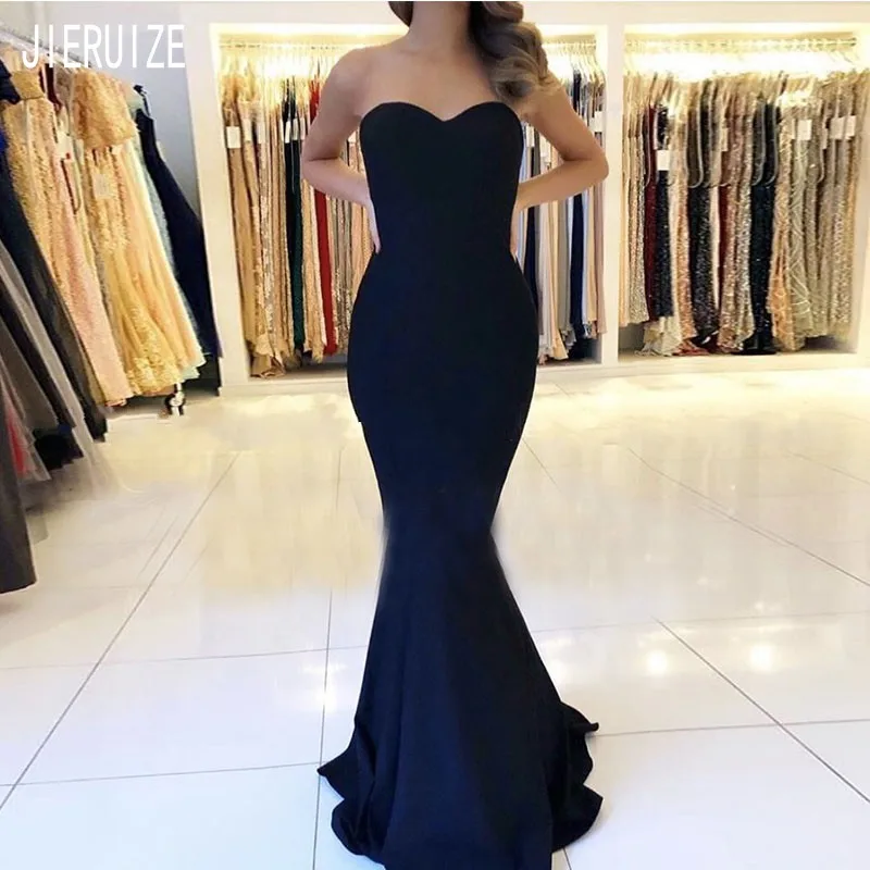 

JIERUIZE Modern Balck Evening Dresses Sweetheart Backless Mermaid Prom Dresses Simple Formal Party Gowns vestidos de fiesta