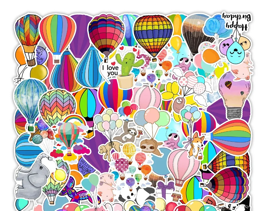 

50pcs Color Fire Balloon Sticker Children Gift DIY Skateboard Luggage Refrigerator Notebook Graffiti Waterproof Decal Stickers