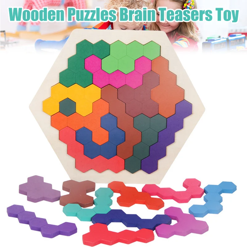 Деревянные пазлы игрушка для детей Геометрическая логическая головоломка