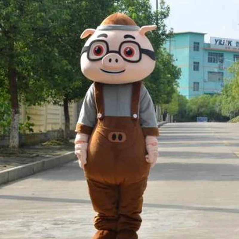 

Chinese Cartoon Character GG Bond Pig Mascot Costume Set Halloween Party Costume Adult Cosplay