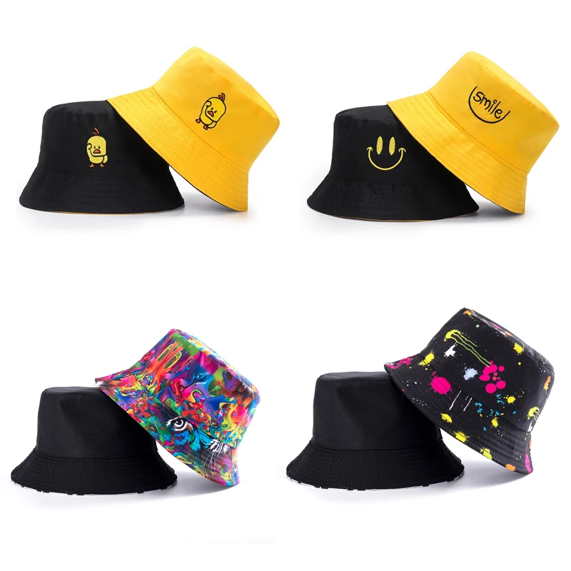 Летнее платье в стиле граффити аниме ведро с уткой шляпа Для женщин мужчин два