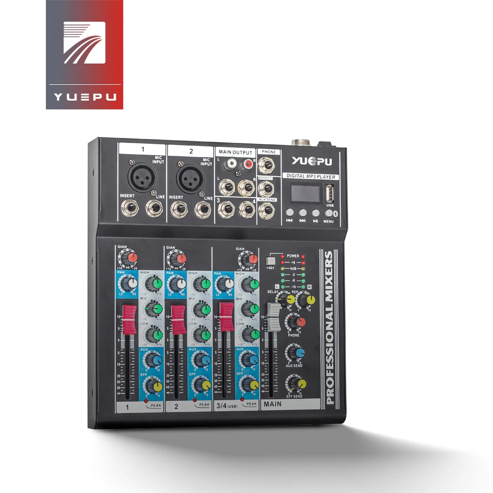 YUEPU RU-F4 Pro звуковой микшерный пульт USB Микшер воспроизведение компьютера 48 В