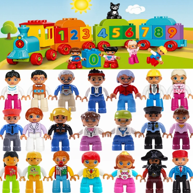 Duplo строительные блоки фигурки семья полицейский фермер совместим с Duploed
