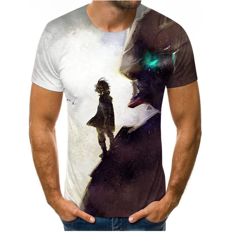

Summer fashion new men's T-shirt graffiti painting light bulb 3D printing good breathability casual short-sleeved clothing