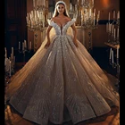 Великолепные Свадебные платья из жемчуга 2021 Шампанское Блестки к требованиям заказчика; Сверкающие Свадебные платья Ближний Восток часовни, свадебные платья, Vestidos De Novia