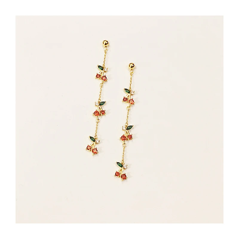 GHIDBK Boho крошечные вишня кубического циркония цепь из гвоздиков серьги изысканные