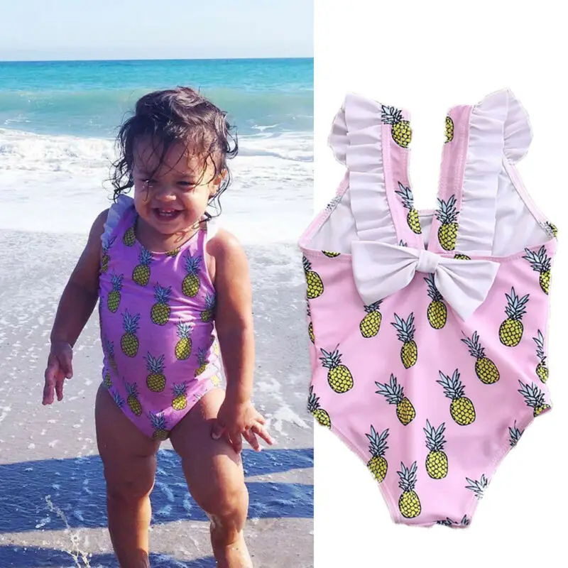 Детская одежда для маленьких девочек без рукавов с принтом ананаса розовый милый