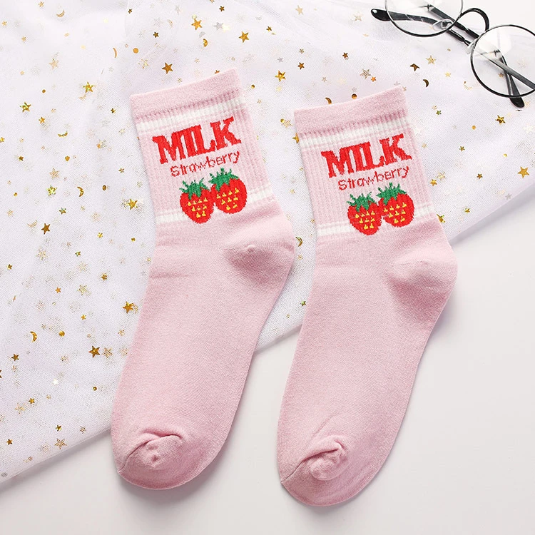 milk pink CHAOZHU японский swag мультфильм Динозавр пекарь молоко посылка для женщин девочек забавные носки повседневные уличные хип-хоп Модные женские harajuku - Цвет: milk pink