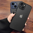 Роскошный противоударный матовый чехол для iPhone 13, 12, 11 Pro Max, XR, XS, X, 7, 8 Plus, SE, мини Силиконовый бронированный бампер, прозрачный жесткий чехол из поликарбоната, Обложка