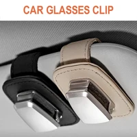 multi function mini glasses clip car sun visor aluminum alloy leather card holder clip