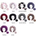 Оптовая продажа, очень большая атласная шляпка для женщин, мягкая салонная шляпка с цветочным принтом для макияжа, женская кепка для дневного и ночного сна