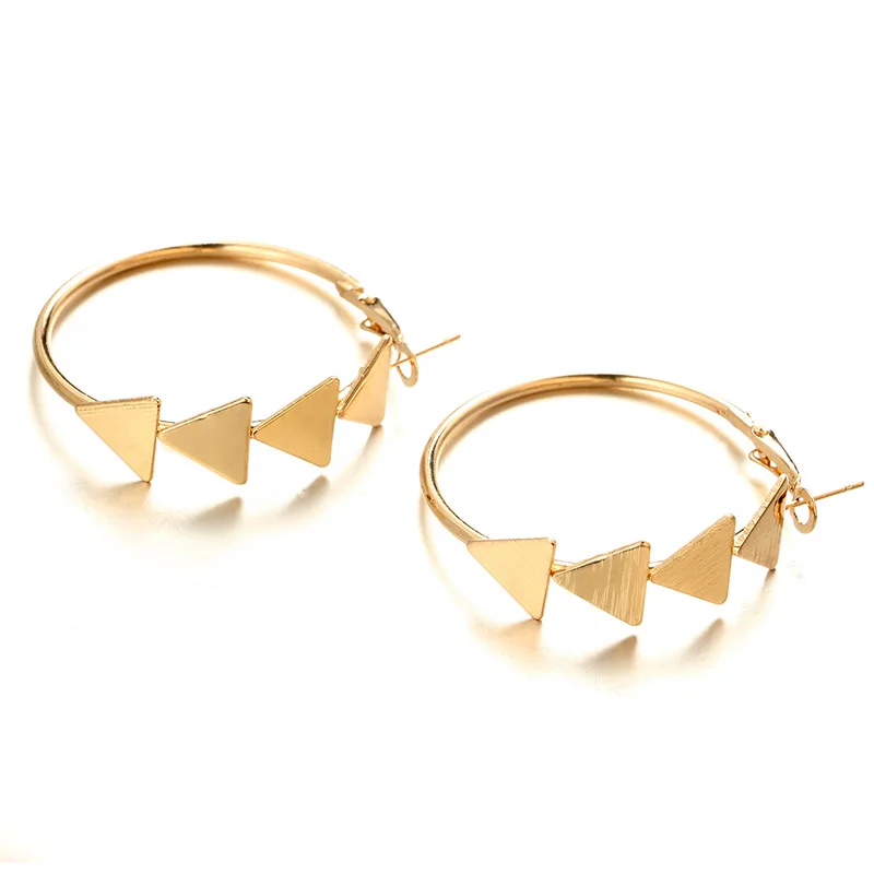 

Fashion Metal Triangle Openwork Circle Round Stud Earrings