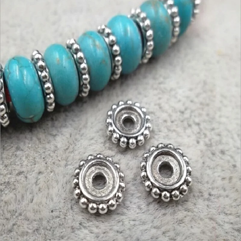 MEIBEADS 100 шт./лот 8 мм в канавке серебристые разделительные бусины для колес DIY