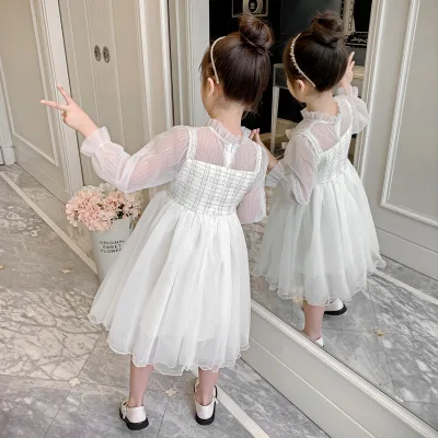 

5-10 year old girl baby dress new spring and autumn children's clothing children's fashion small incense wind yarn dress