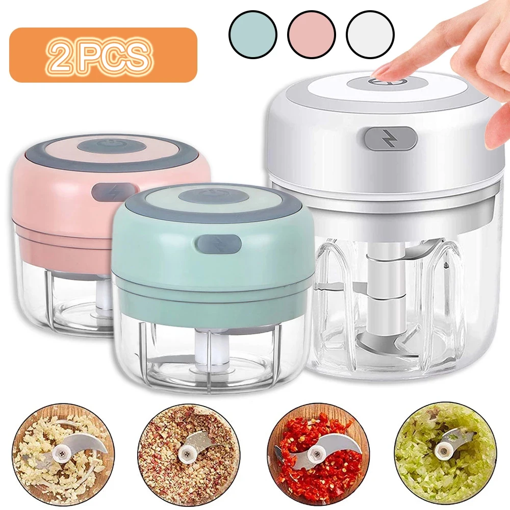 - 2PCS Mini Electric Garlic Chopper USB Charging Ginger Masher Machine
Sturdy Durable Chili Vegetable Crusher Kitchen Tool