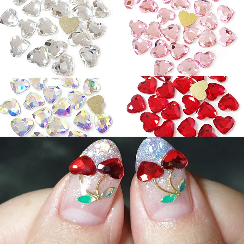 

Flatback 50 шт в форме сердца День Святого Валентина Стразы для ногтей искусство корейский стеклянный камень Маникюр 3D Блестящий страз JZ235-E28