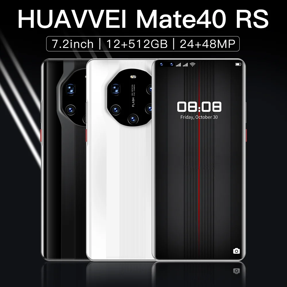 

HUAVVEI Mate40 RS Cell Phones Unlocked 7.2inch 24MP+48MP 6800mAh 12 GB 512 GB MTK6889 5G Global Version Smartphone Android 10