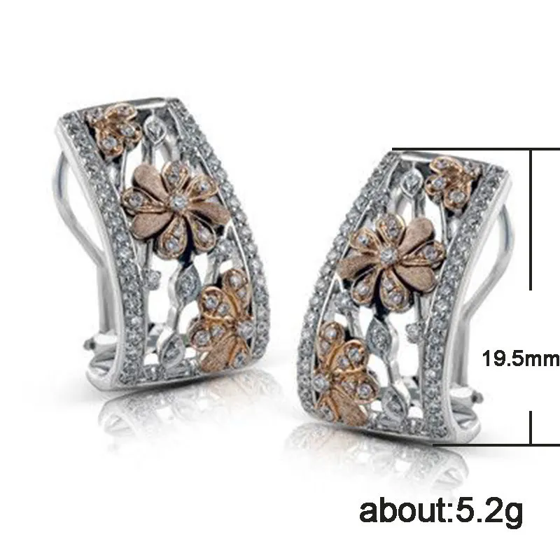 

Hainon Fashion Flower Cubic Zirconia Hoop Earrings For Lovers Women Girls Gifts Jewelry Rose Gold/Silver Color Earrings
