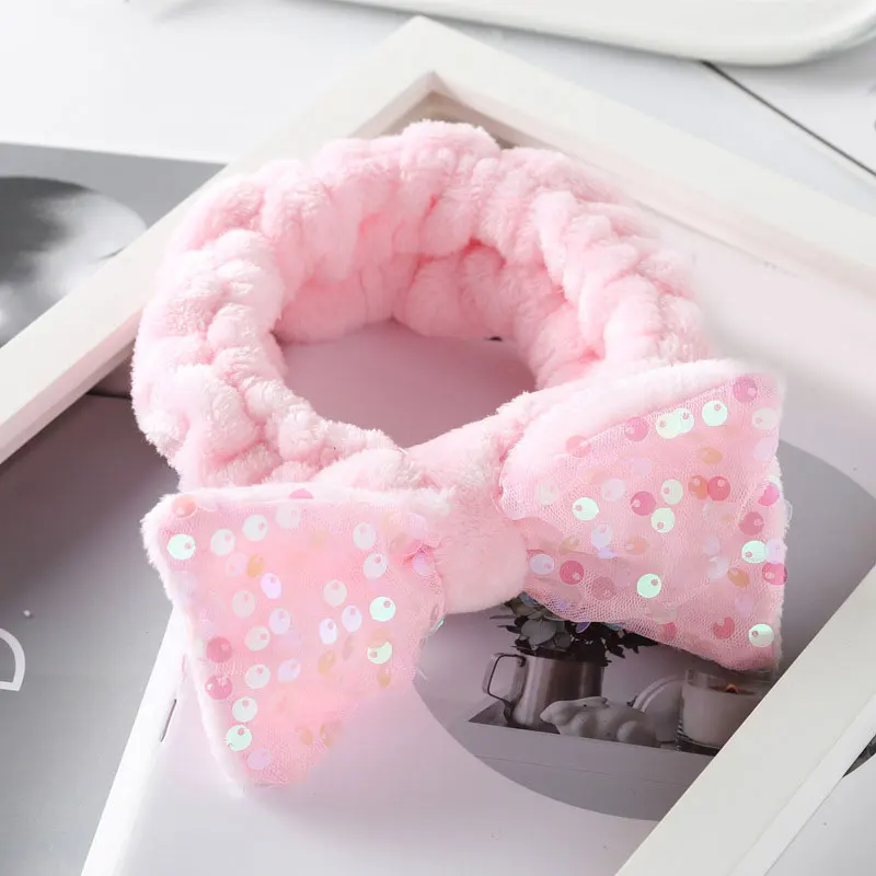 

Women Headbands Coloful Sequins Coral Fleece Bow Hairbands For Girls Cute Headband Hair Bands Turban Headwear Hair Accessories