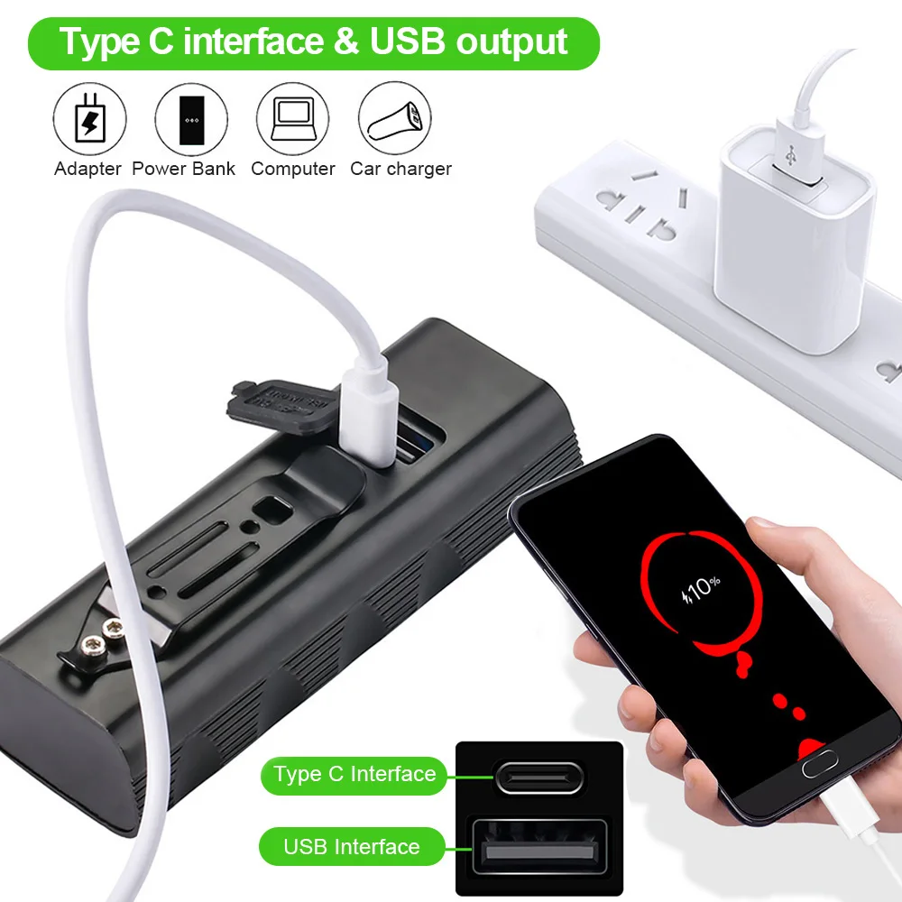 

4 in1 Flashlight For Bicycle light Usb Rechargeable 10000mAh 5*T6 LED Headlight Bike light Front Cycling MTB Aluminum Waterproof