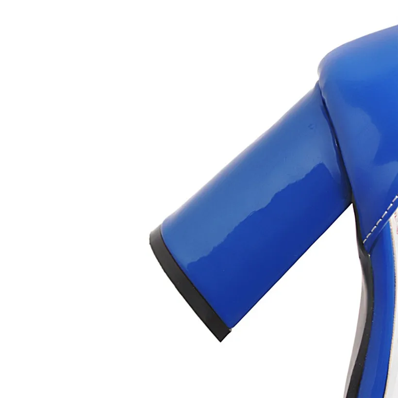 Женские босоножки на высоком квадратном каблуке Цвет синий белый Повседневные