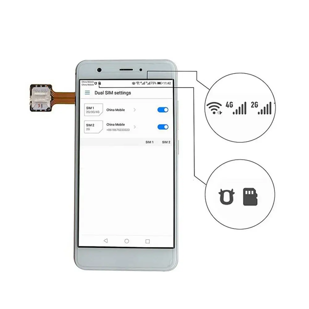 

Practical Universal Hybrid SIM Card Slot Dual SIM Card Adapter Micro Extender Nano to Nano for Android Phone