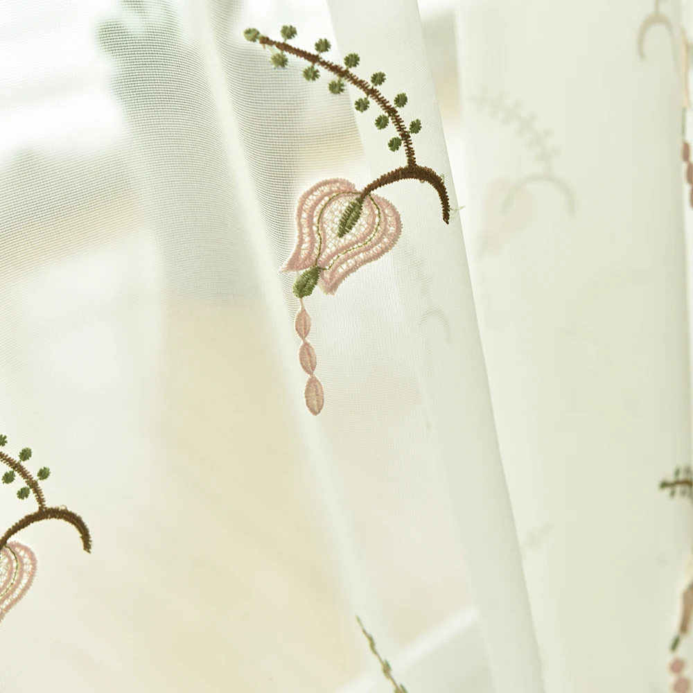 Рельефная вышитая пряжа для окна спальни Роскошная Цветочная деревенская