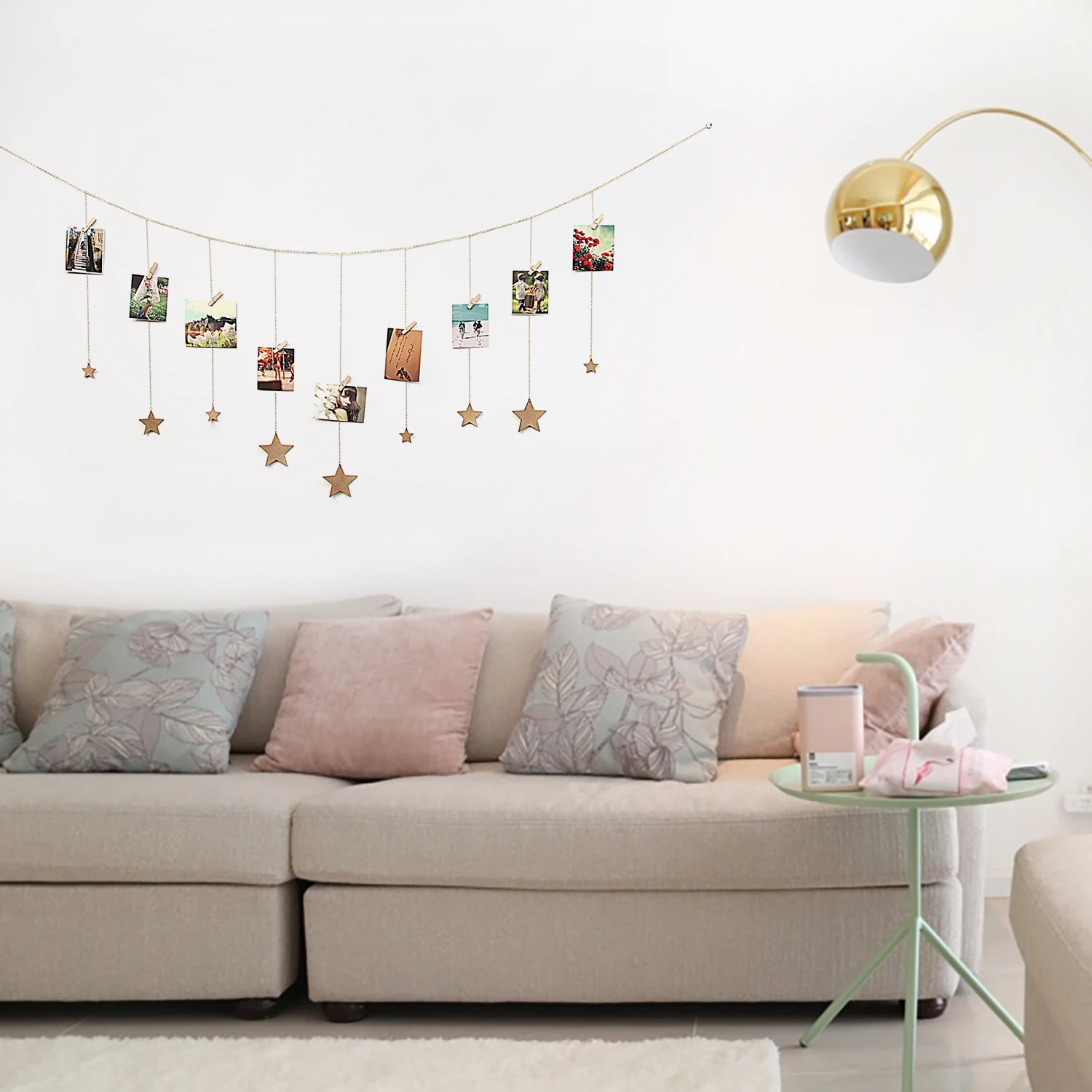 Фото Висячие зажимы фото коллаж дисплей с зажимом дома спальня настенный Декор