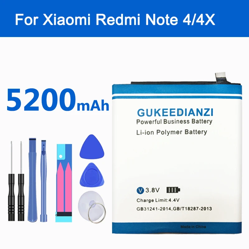 Сменный аккумулятор GUKEEDIANZI BN43 на 5200 мАч для Xiaomi Redmi Note 4X 3G + 32G 4 глобальная версия