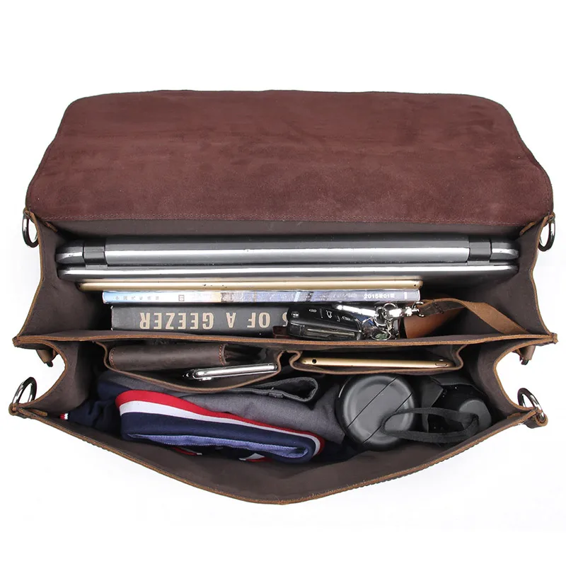 

Luxury Italian Grain Leather Briefcase Men Shoulder Messenger Bag Fits 15.6'' Laptop Business Travel Multifunction Portfolio