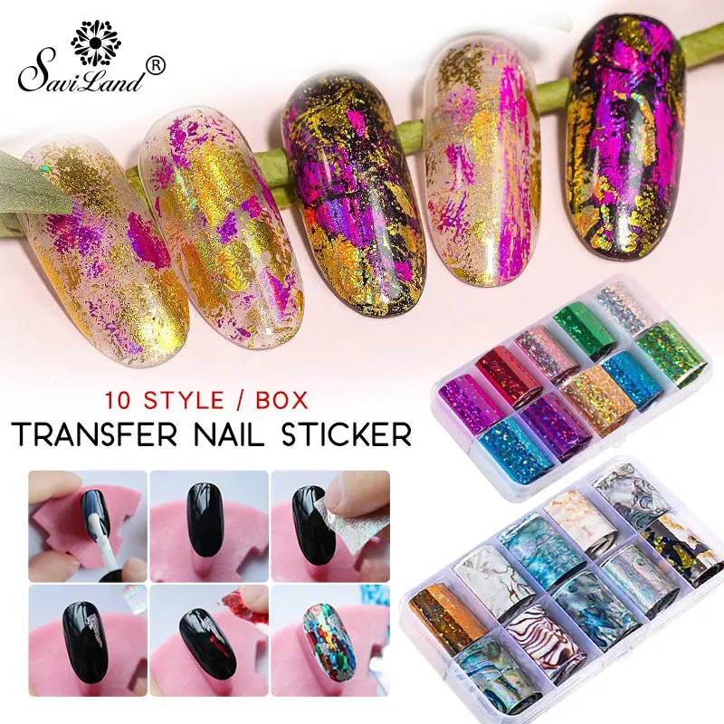 Голографические наклейки для ногтей Saviland сделай сам лак Metaal Kleur Starry переводные