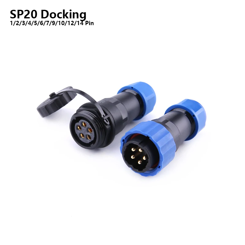 SP20 IP68 Butt TYPE waterproof connector 1/2/3/4/5/6/7/9/10/12/14 Pin Aviation Plug socket Industrial cable Electric connectors