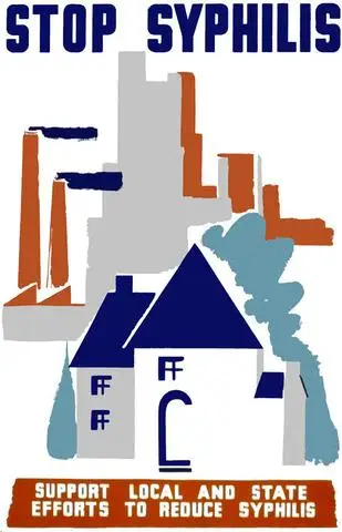 Поддержка местных государственных усилий уменьшение сифилиса постер винтажная