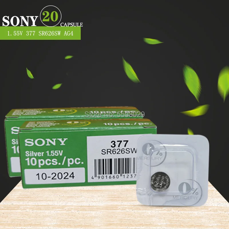 

20 шт., батарейки для SONY 1,55 в AG4 377A 377 LR66 LR626 SR626SW SR66 AG4 AG 4