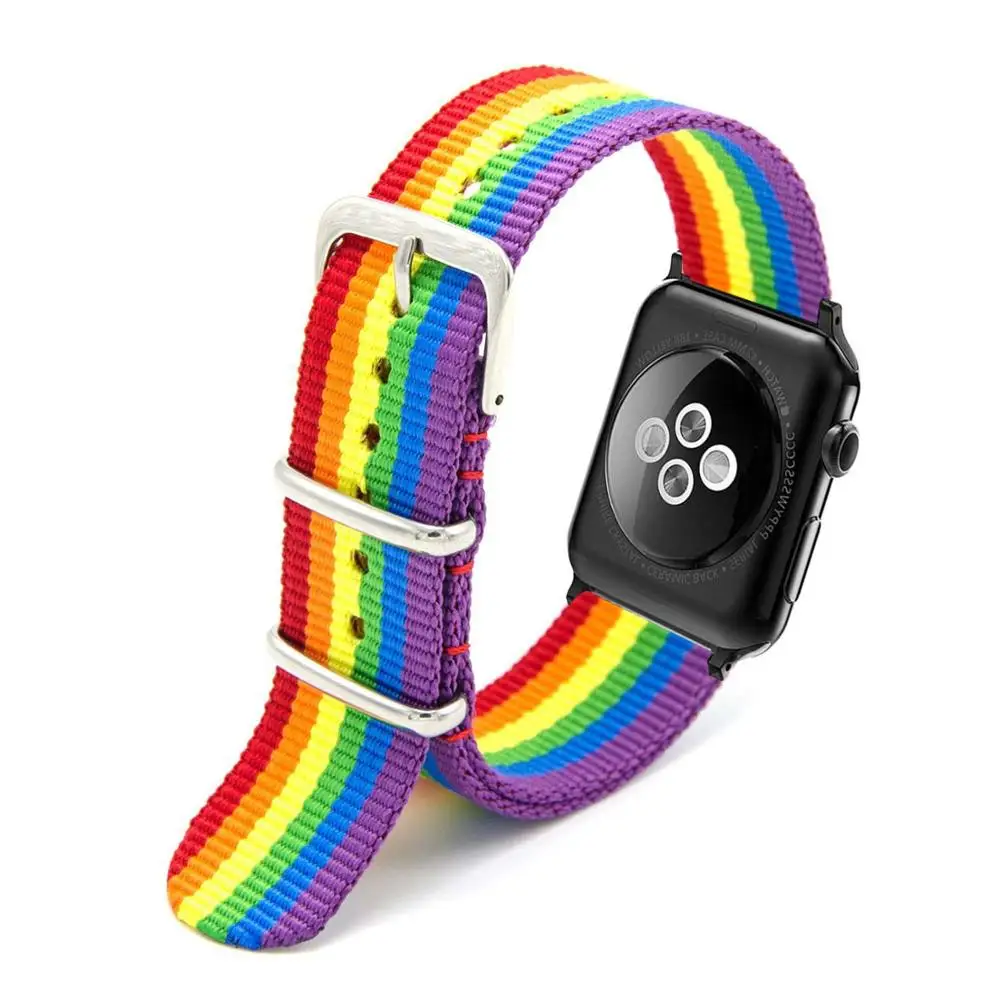 Rainbow Eastar тканый нейлоновый ремешок для наручных часов Apple Watch, версии 3, 42 мм, 38 мм, версия ткань-как ремешок для iwatch, версия 5/4/3/2/1 браслет на запястье, нейлоновый ремешок Пояс - Цвет ремешка: Rainbow