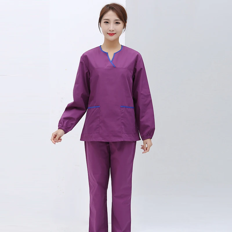 High Quality Spa Uniform Unisex Fashion Y-neck Long Sleeve Work clothes Pet grooming institutions Scrub set Beauty Salon | Тематическая
