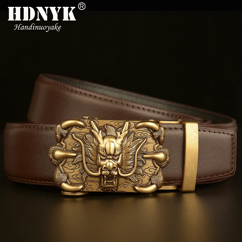 

New Dragon Claw Pattern Belt for Men Retro Automatic Buckle Arts and Crafts Belt Men Genuine Leather Waist Band Honorable Strap