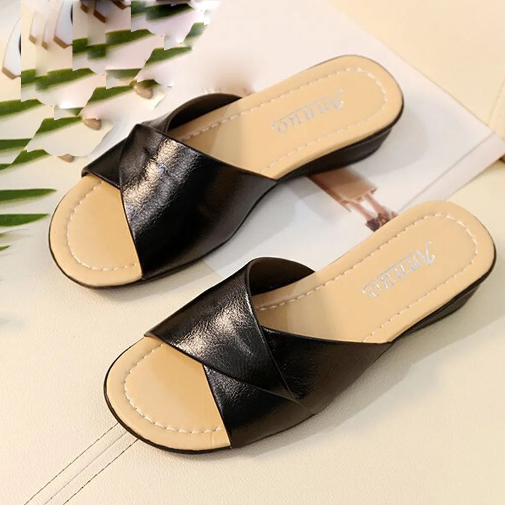 Летняя женская обувь шлепанцы в стиле ретро сандалии на плоской подошве