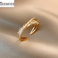 qeenkiss rg7113 2022 fine jewelry wholesale fashion trendy woman birthday wedding gift plain circle zircon cross 18kt gold ring