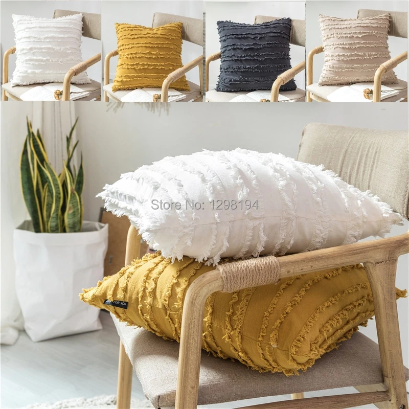 Бросок Чехол для подушки в цветочек кисточки квадратная наволочка хлопок 45x45 см