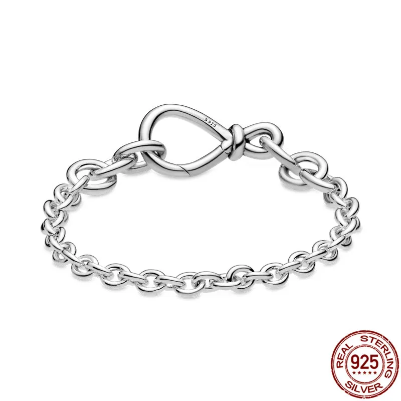 

Hot Sale 100% 925 Sterling Silver Eternal Symbol Rosette Chain Bracelet Fit Original Beads Charms DIY Jewelry Gift For Women