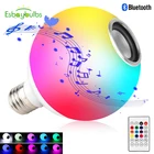 Умная лампа E27 с Bluetooth-динамиком, белый светодиодный светильник с регулируемой яркостью для воспроизведения музыки, с дистанционным управлением через приложение