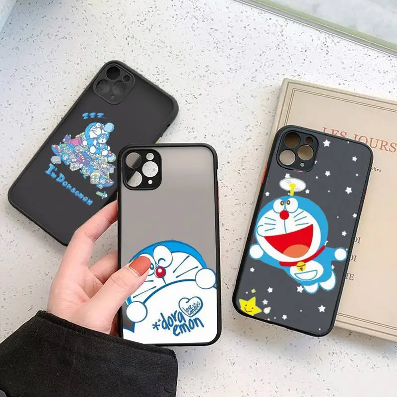 

Cute Cartoon Doraemon Robot cat Phone Case For iphone 12 11 7 8 plus mini x xs xr pro max matte transparent cover