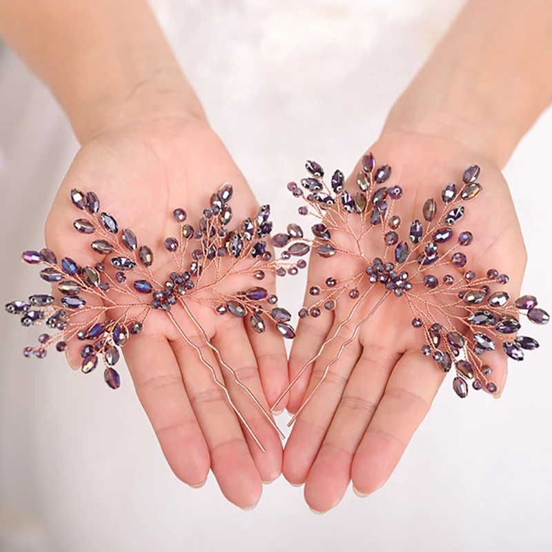 Свадебные аксессуары для волос фиолетовая шпилька Хрустальный головной убор